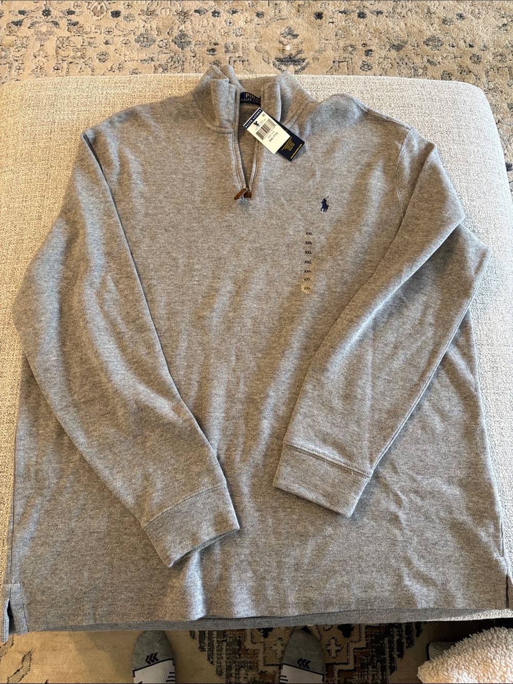 Ralph Lauren Grey Quarter-Zip Polo Sweatshirt